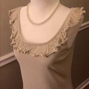 WHBM Gold Knit Tank w/ Ruffle